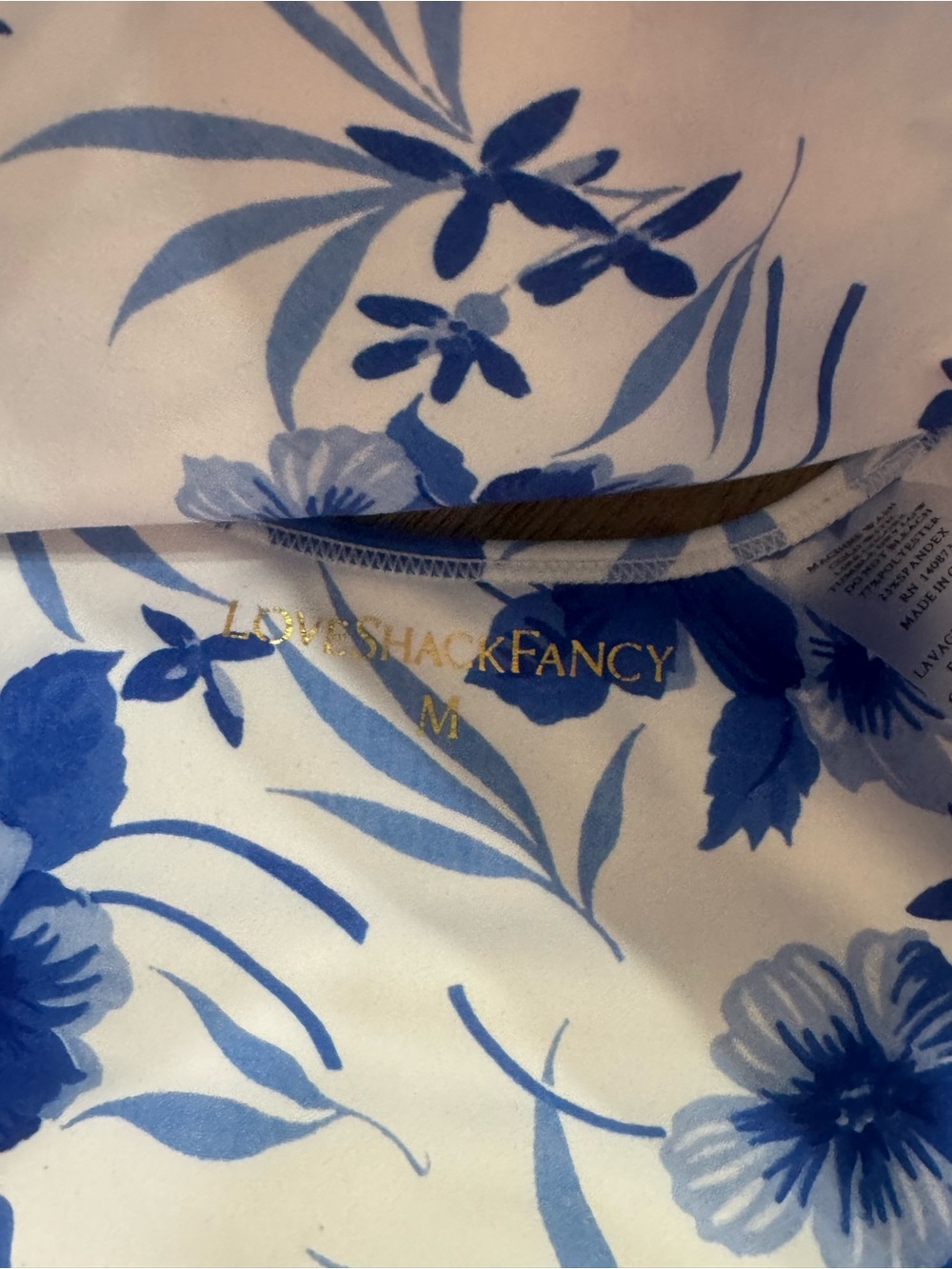 LoveShackFancy White and Blue Floral Sports Bra - Picture 2 of 2